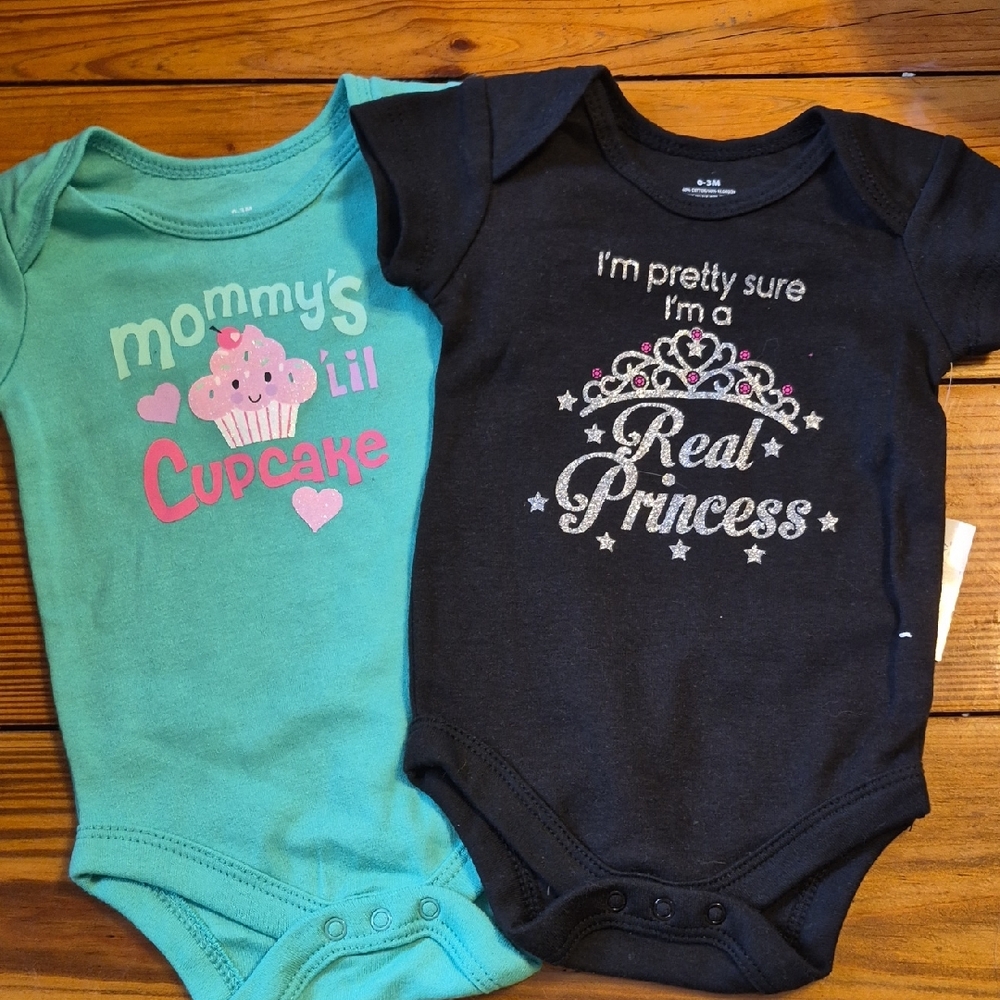 0-3M Onesie Real Princess and Lil Cupcake Baby 2pc Set